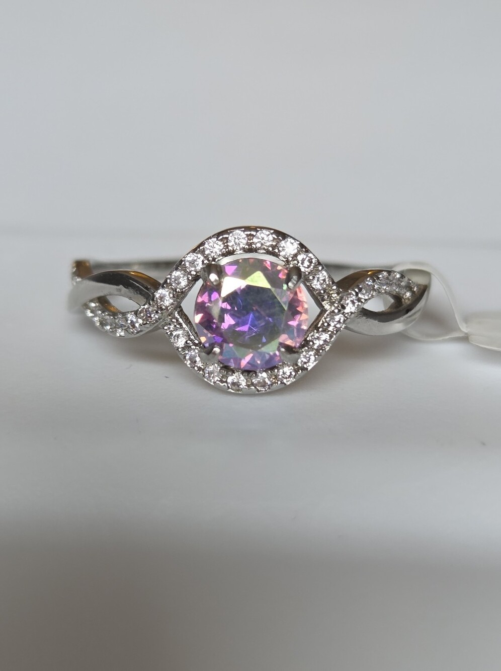 NWT Charmed Aroma Rainbow Mystic Crystal Halo Twist Band Ring Size 9 Coquette.